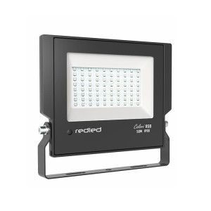 Floodlight LED-50W/230V RGB+White/120DEG/IP65/Black LED Headlights